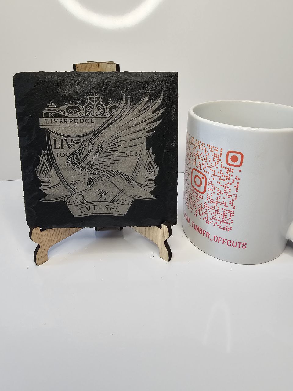 Slate Liverpool Liver Bird Shield Fan Art Engraved Coasters