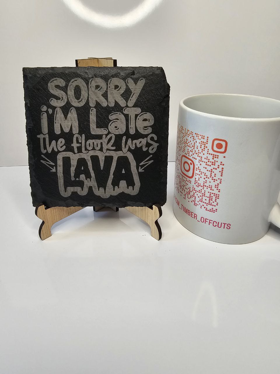 Slate “Sorry I’m Late, the Floor Was Lava” Engraved Coasters Handmade