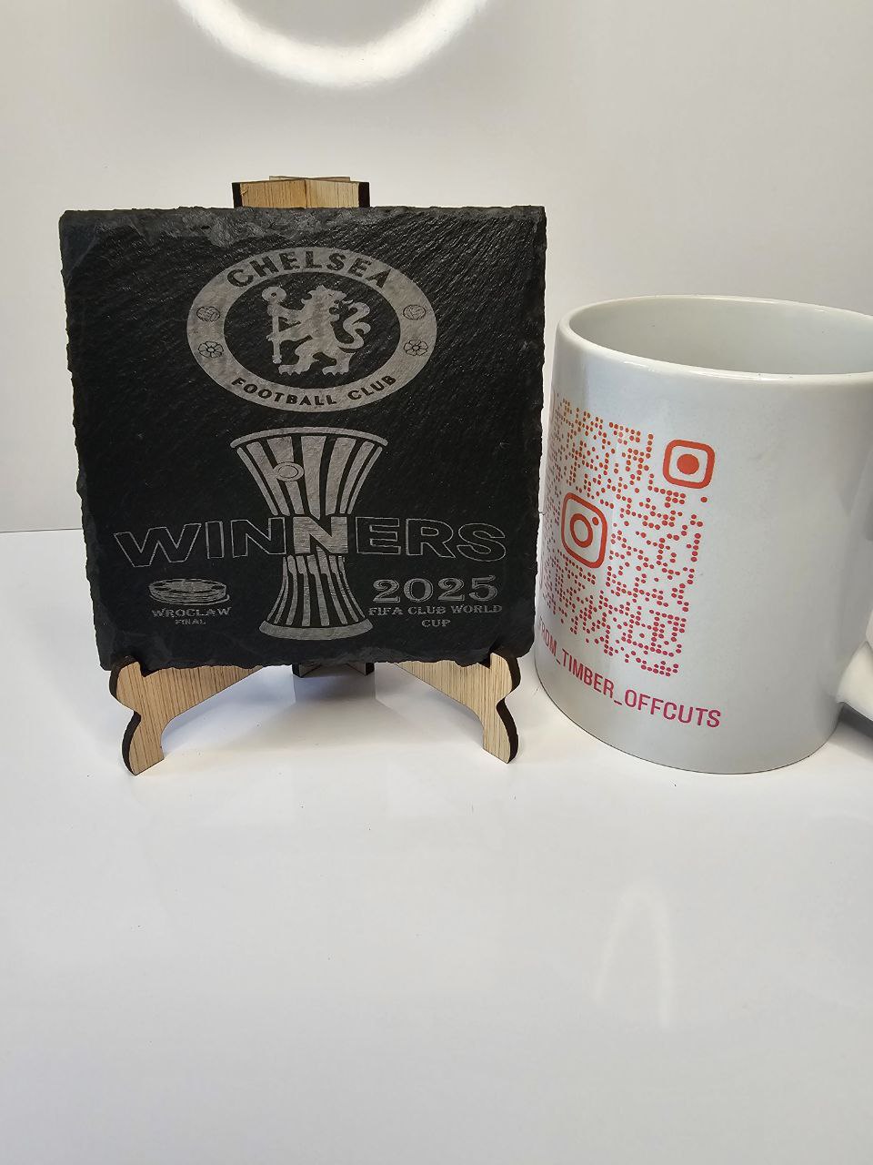 slate Chelsea FC Winners 2025 Engraved Coasters | Handmade Set