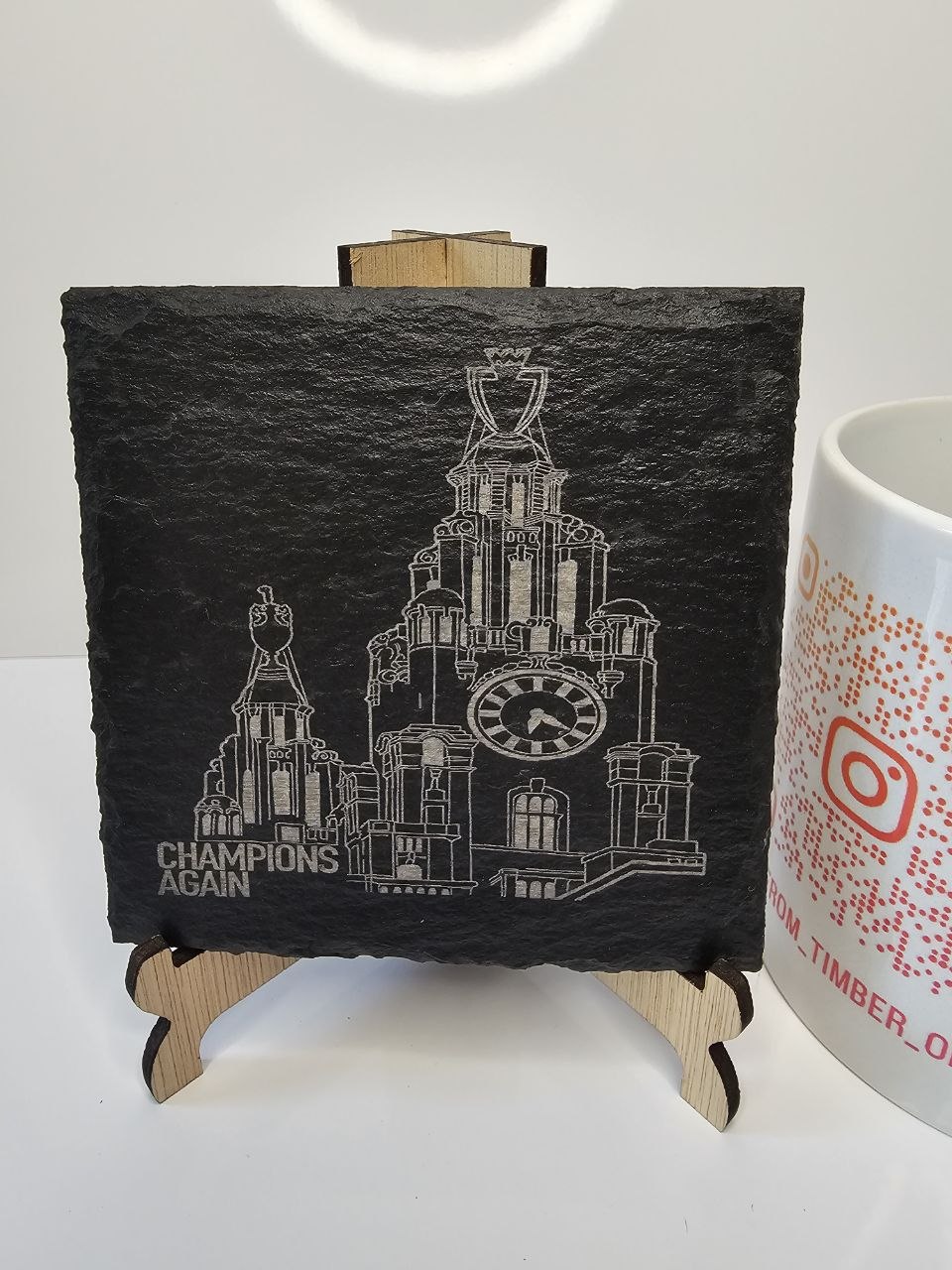 slate Liverpool Champions Again Engraved Coasters | Handmade Set