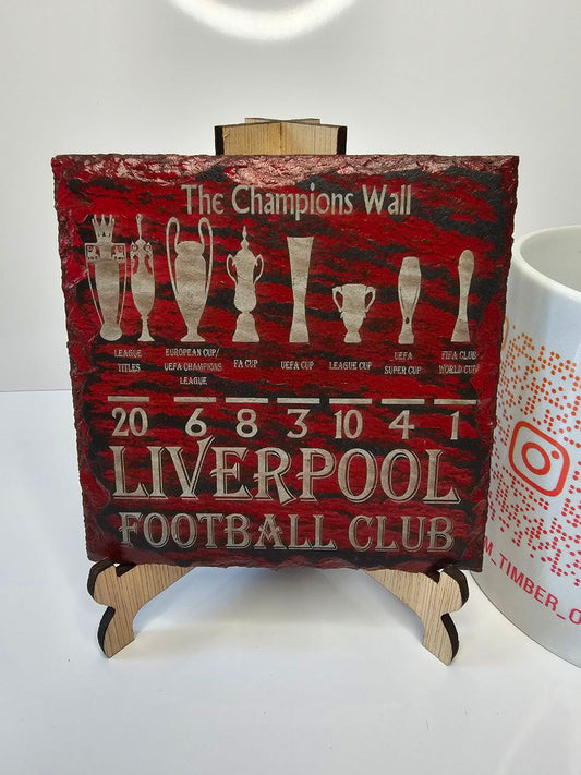 slate Liverpool FC Champions Wall Coasters | Handmade Engraved Set