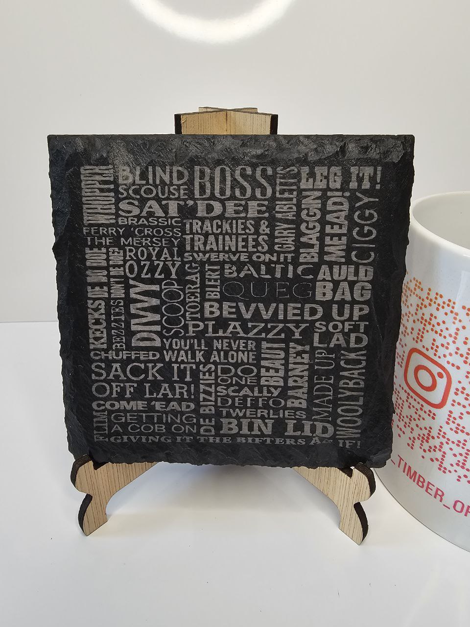 slate Liverpool Slang Engraved Coasters | Handmade Set of 1, 4 or 6 |