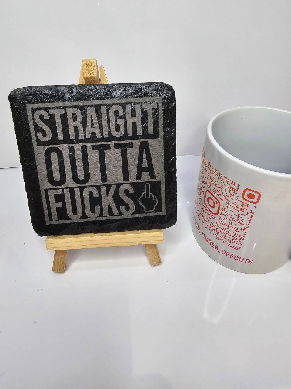 slate Straight Outta F*s Coaster – Funny Rude Quote Design | Handmade
