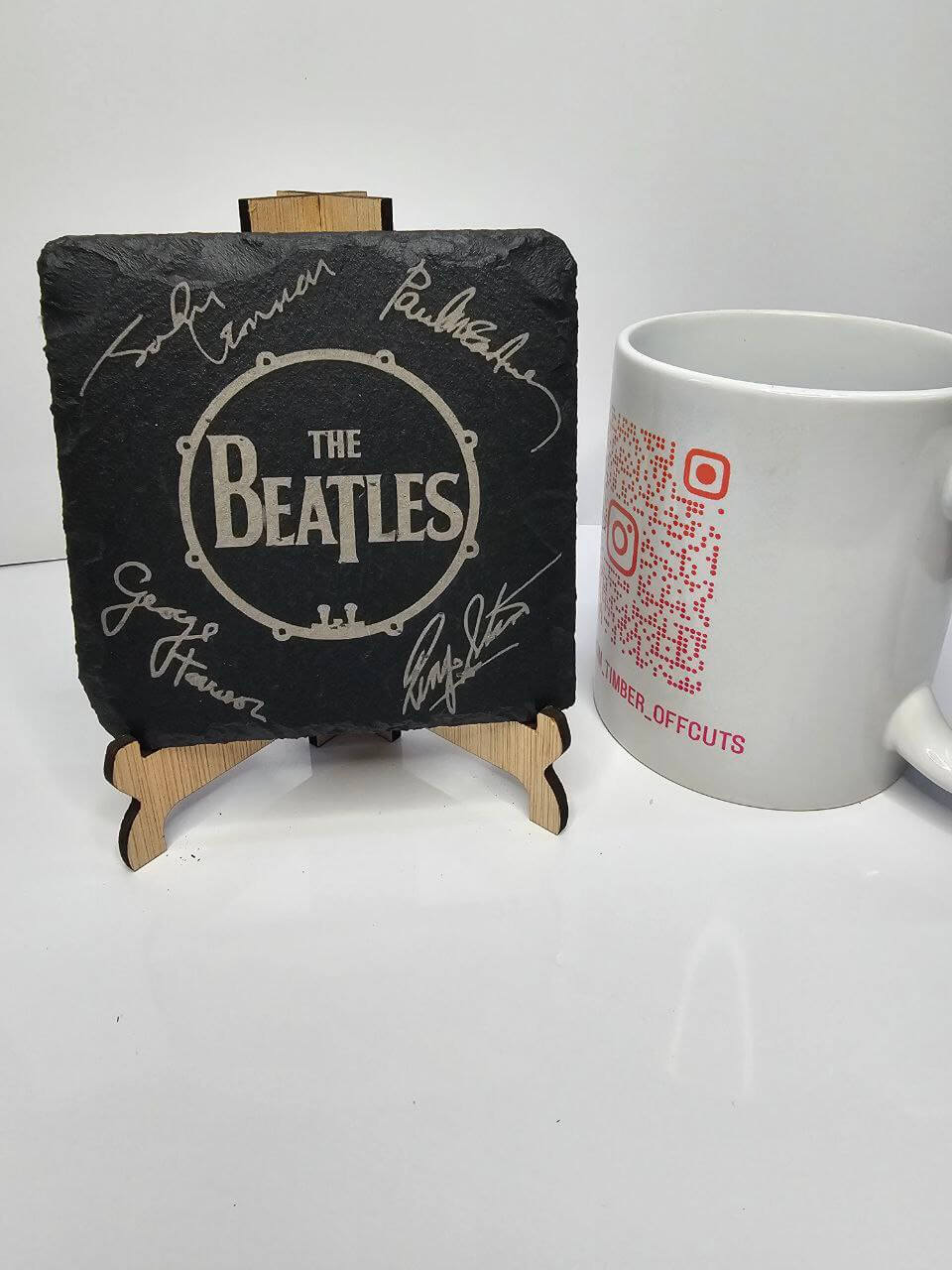 slate “The Beatles Drum Logo & Signatures – Laser-Engraved Coasters