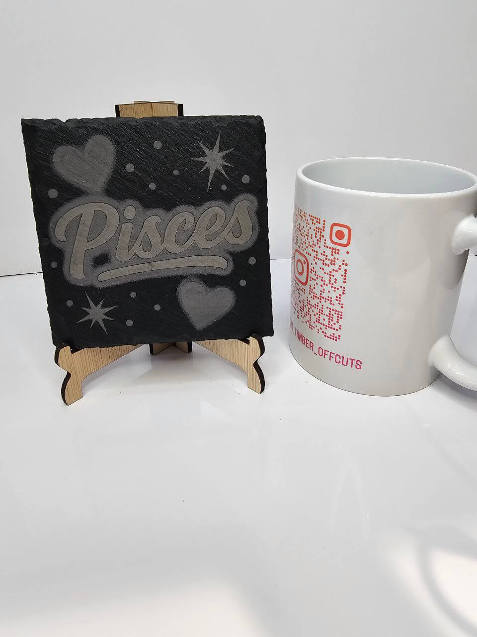 slate “Pisces Zodiac Laser-Engraved Coasters | 10cm x 10cm