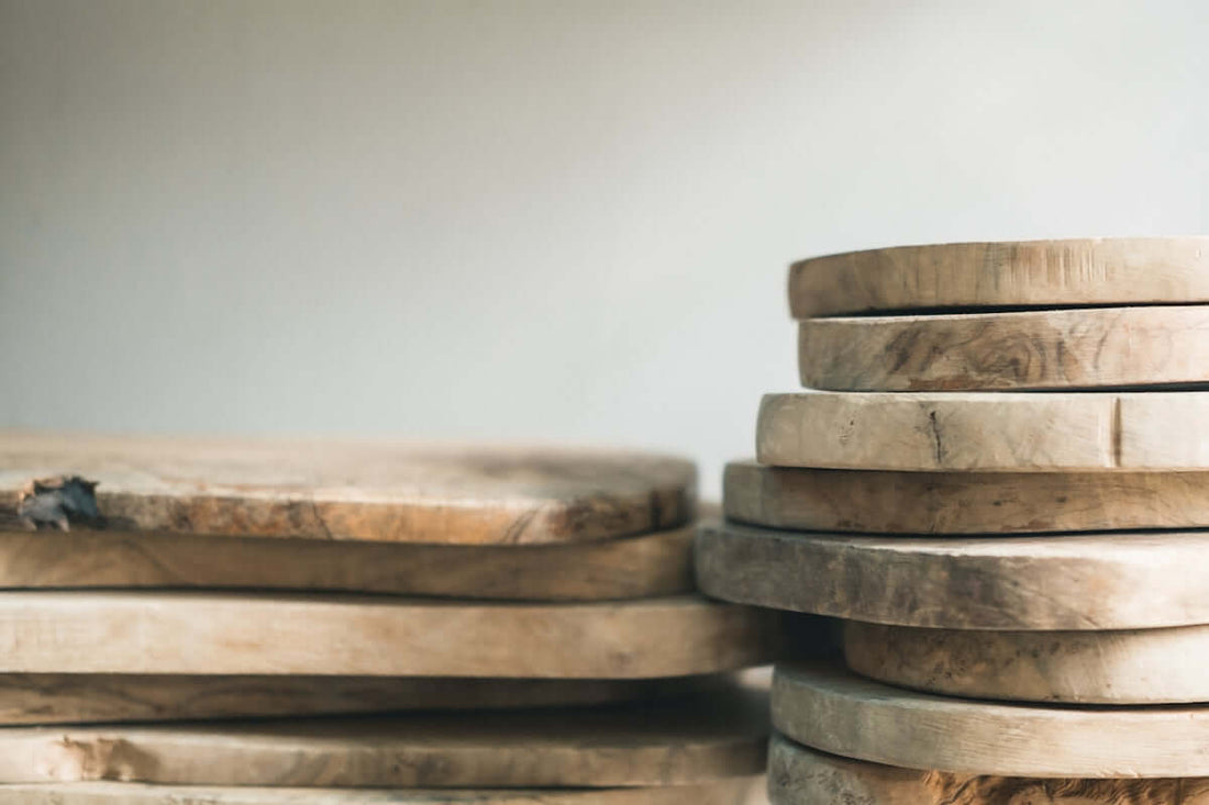 stack of brown wooden round frames