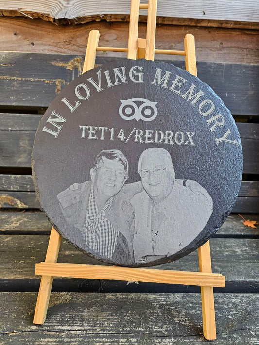 Slate plaque. In Loving Memory Engraved Round. 30cm – Personalised