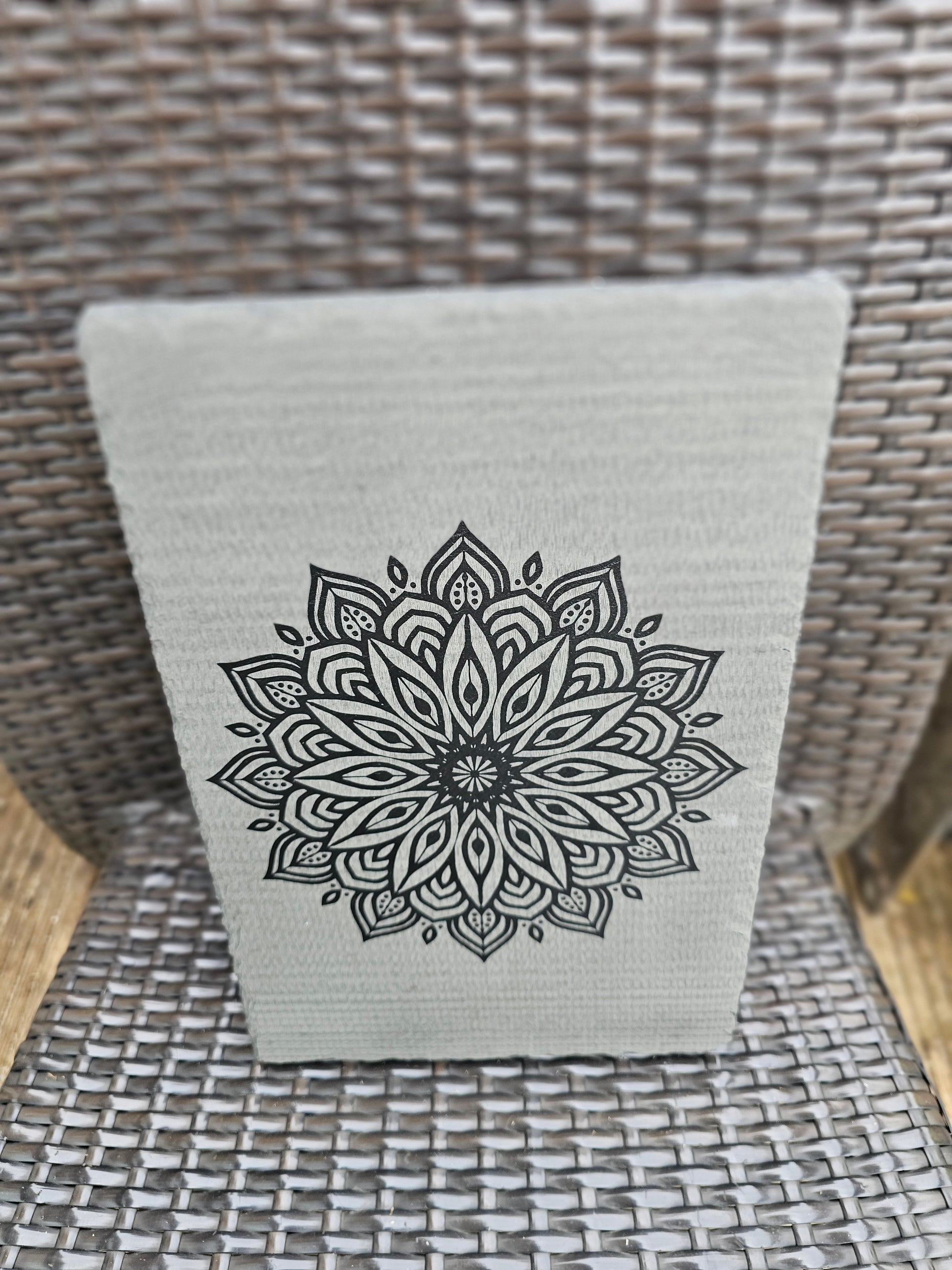 Slate Mandala Engraved Sign | Laser Etched Wall Art | Handmade Boho