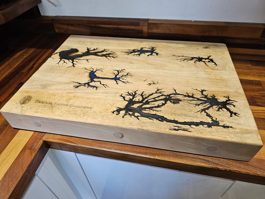 chopping board, Fractal Burned Butchers Block – Handmadd Lichtenberg