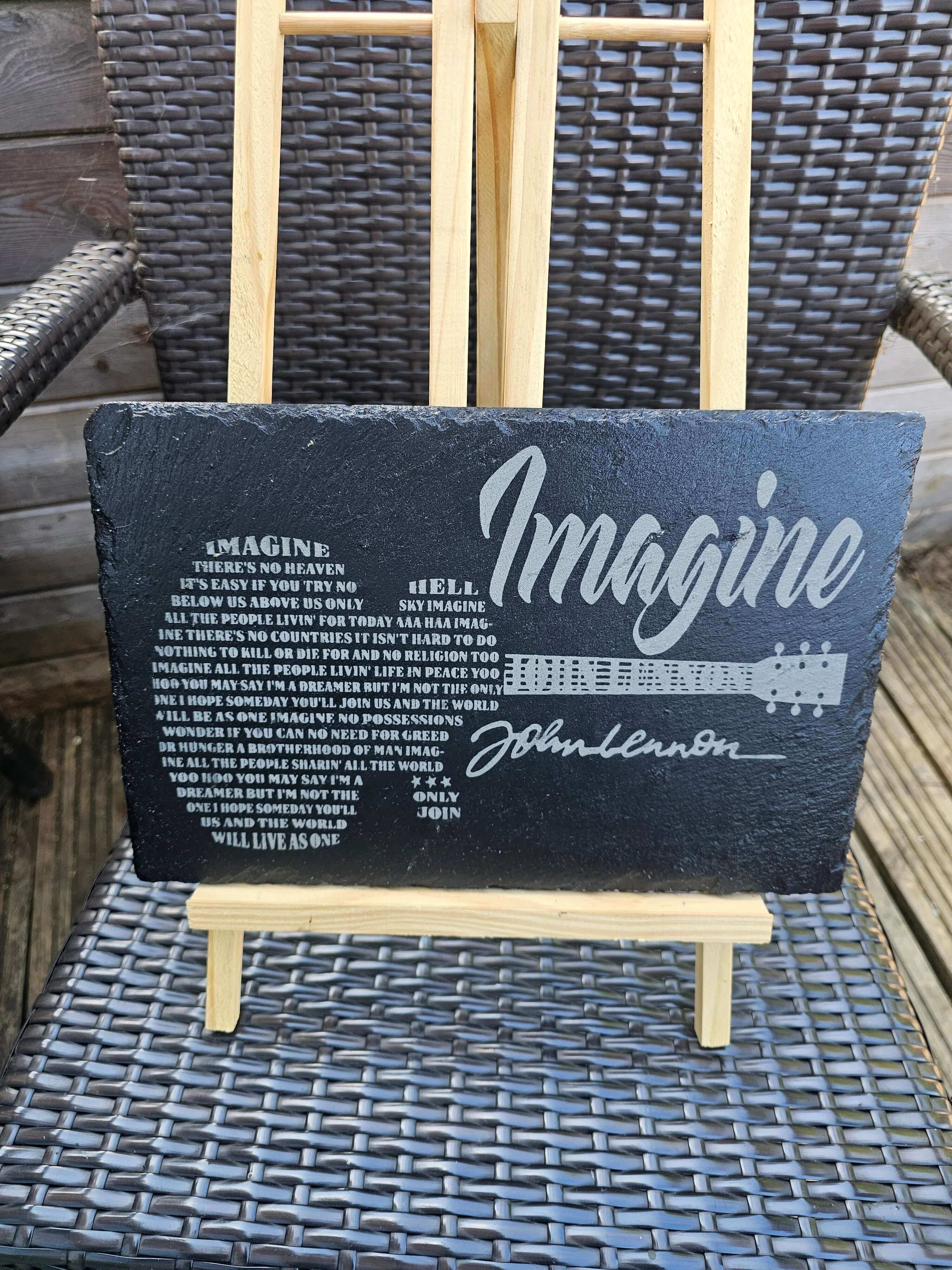 slate John Lennon “Imagine” Lyrics Sign – Laser Engraved Music Plaque,