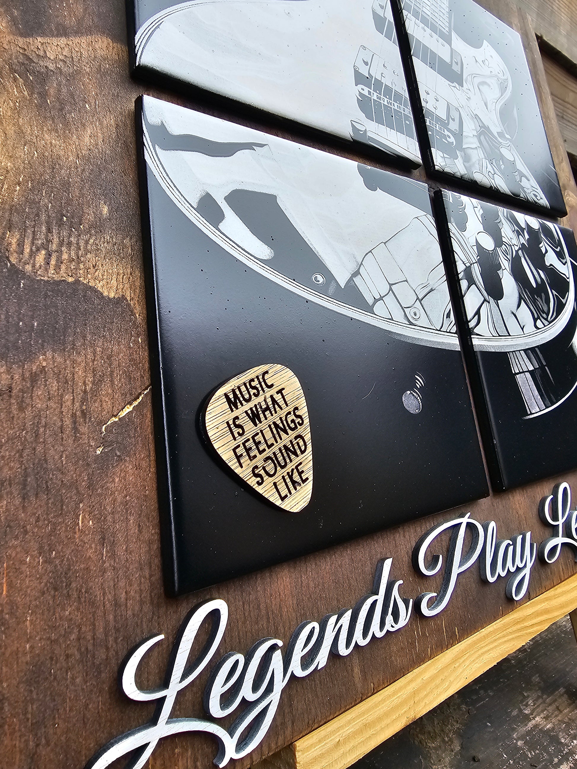 painted tile AMPLIFIED Guitar Wall Art – Les Paul Tribute