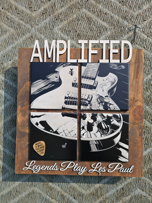 painted tile AMPLIFIED Guitar Wall Art – Les Paul Tribute