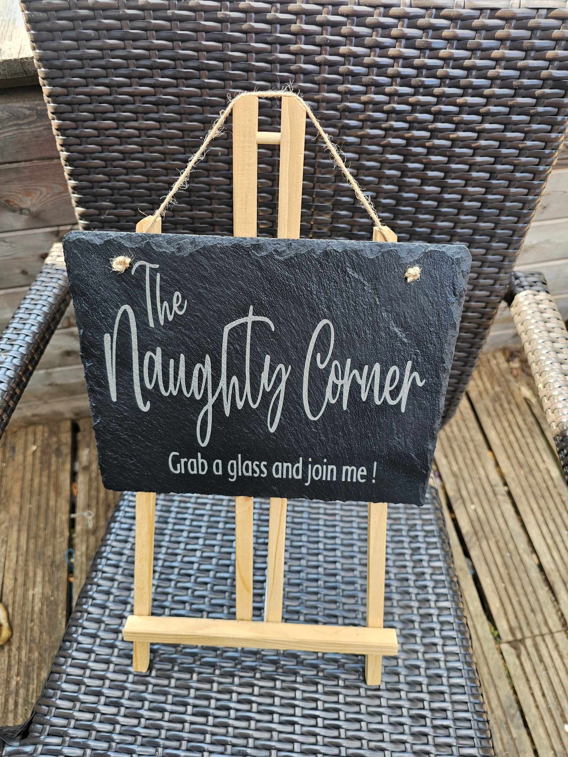 slate The Naughty Corner Sign – Laser Engraved 25x20cm Hanging Plaque