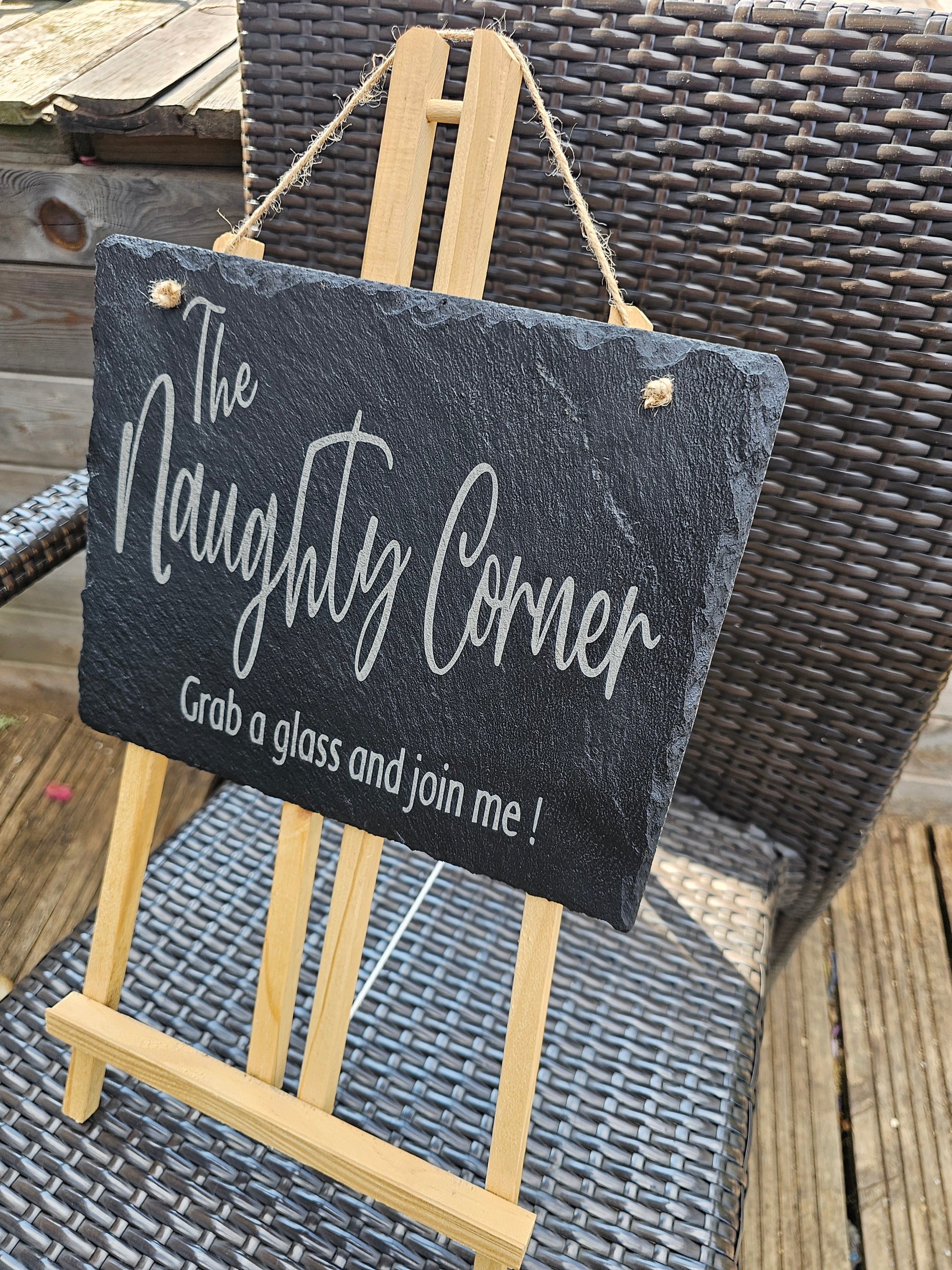 slate The Naughty Corner Sign – Laser Engraved 25x20cm Hanging Plaque