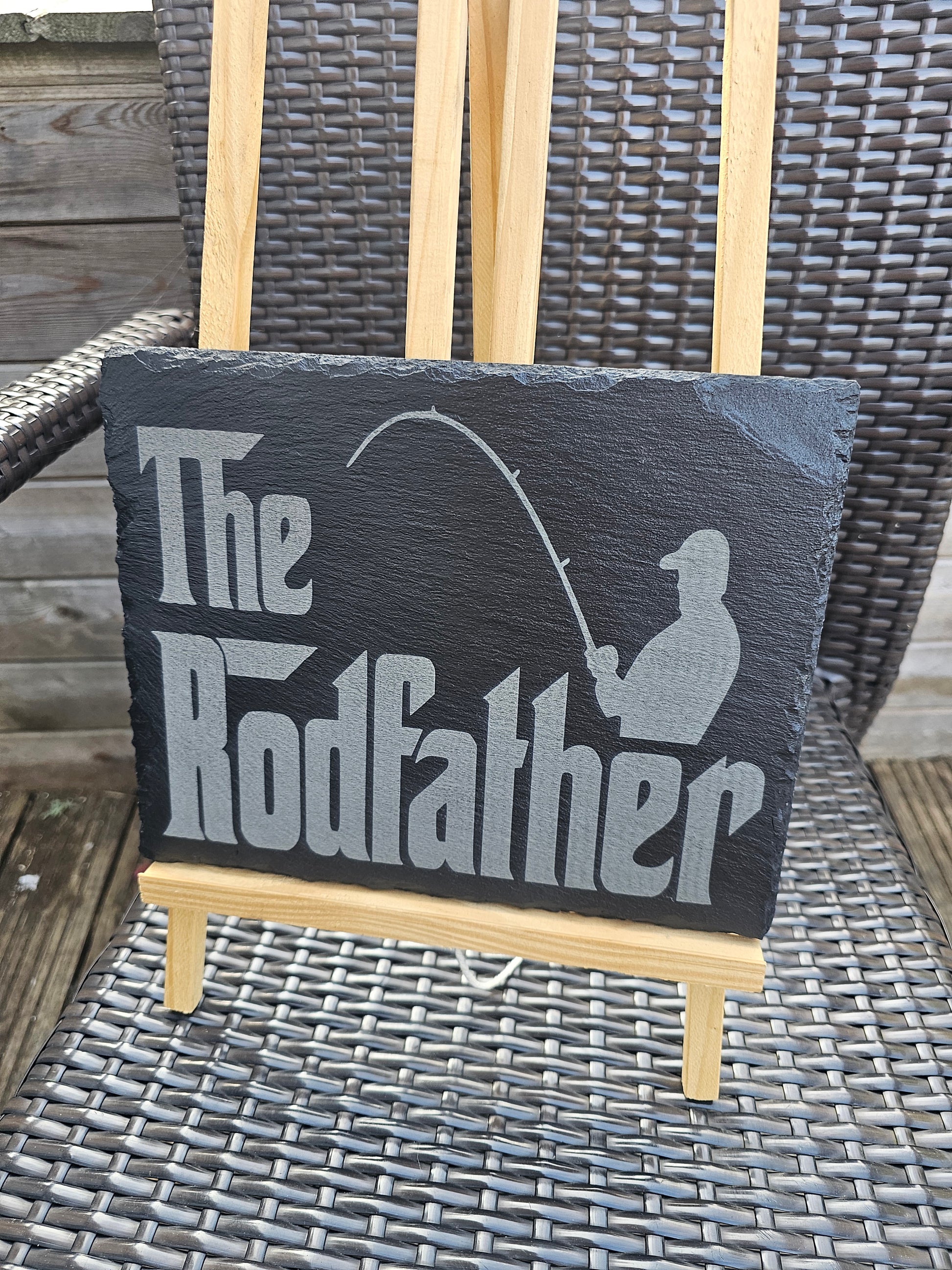 slate The Rodfather Plaque – Funny Fishing Gift for Dad