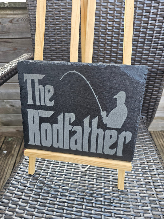 slate The Rodfather Plaque – Funny Fishing Gift for Dad