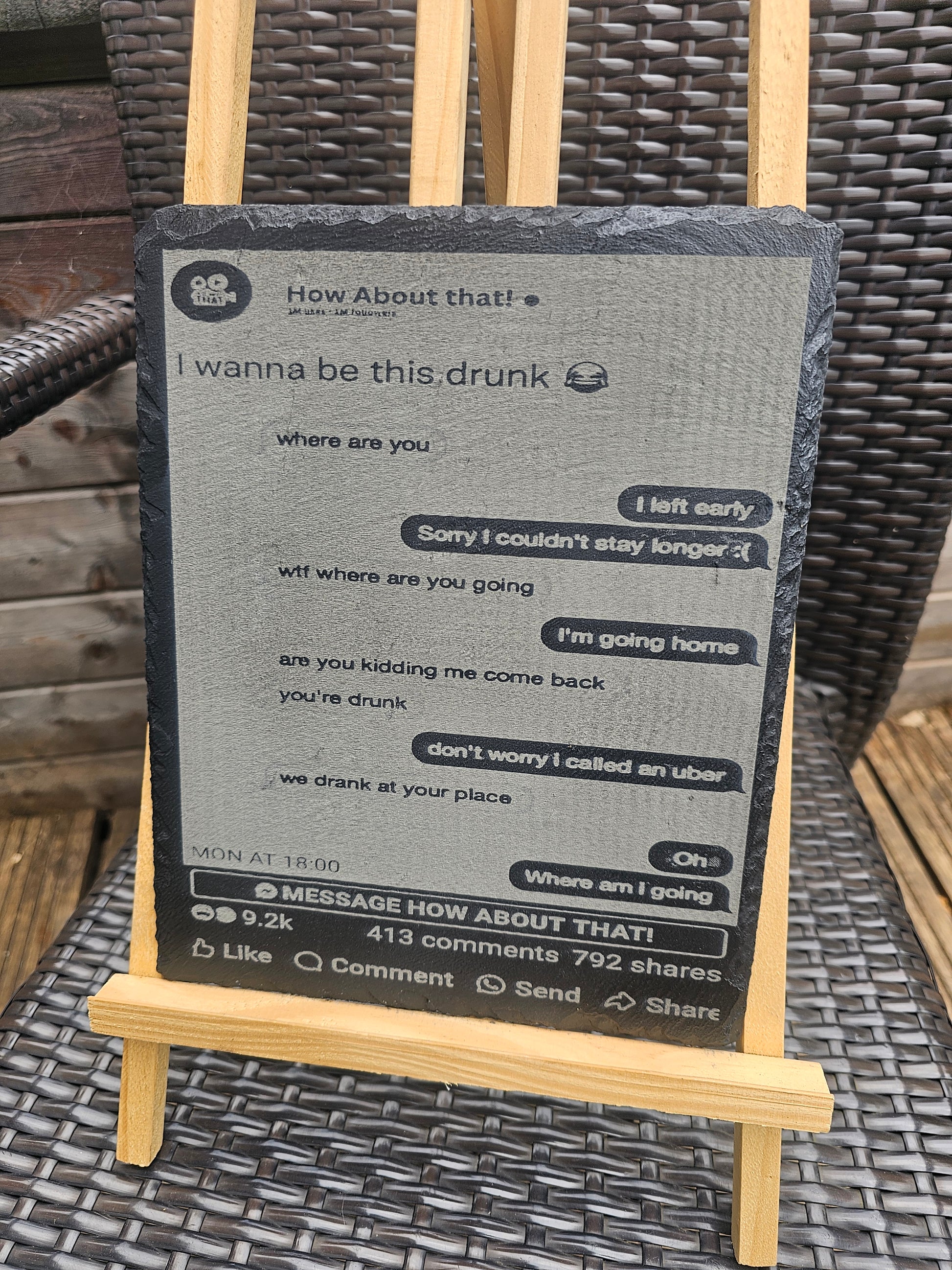 slate Personalised Text Message Plaque – Your Own Funny or Sentimental