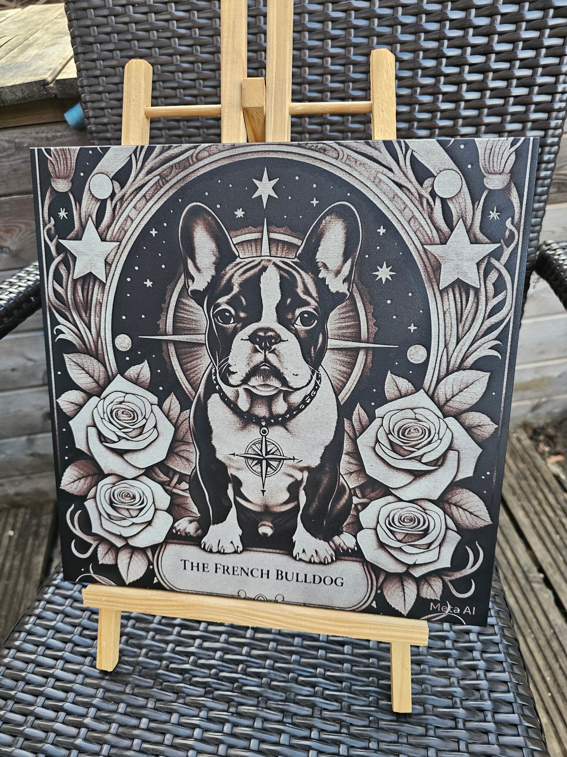 tile French Bulldog Spirit – 30cm x 30cm Laser Engraved White Ceramic