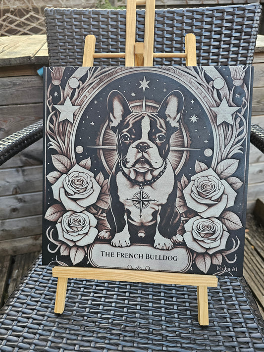 tile French Bulldog Spirit – 30cm x 30cm Laser Engraved White Ceramic