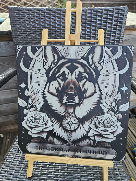 TILE German Shepherd Spirit Animal Art – 30cm x 30cm Hand-Sprayed