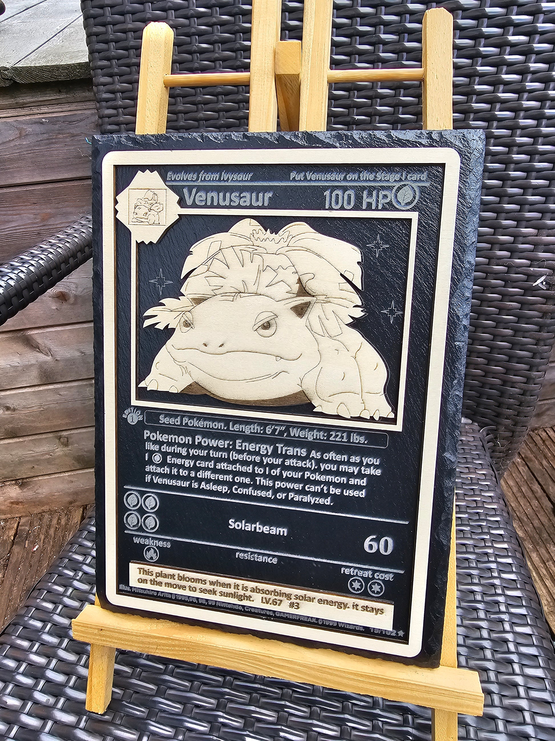 Venusaur Laser Engraved Pokémon Slate Plaque – 29cm x 21cm – Retro