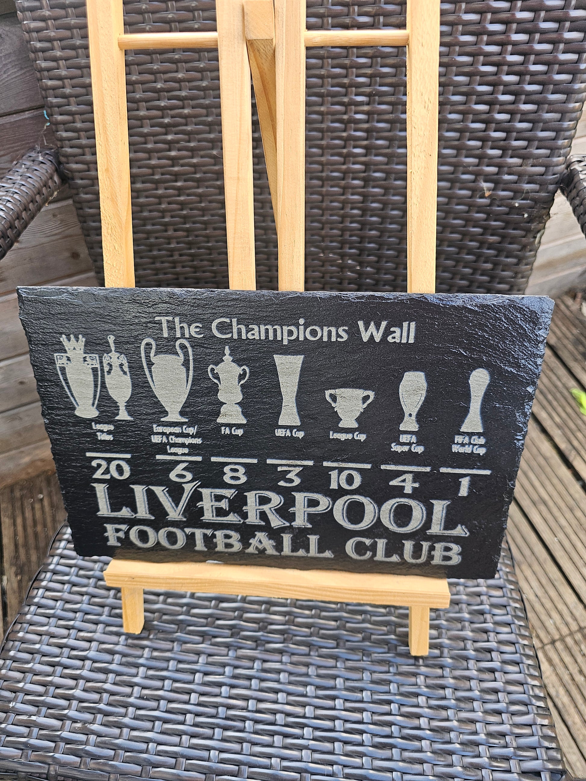slate Liverpool FC Champions Wall Plaque – 30x20cm Laser Engraved