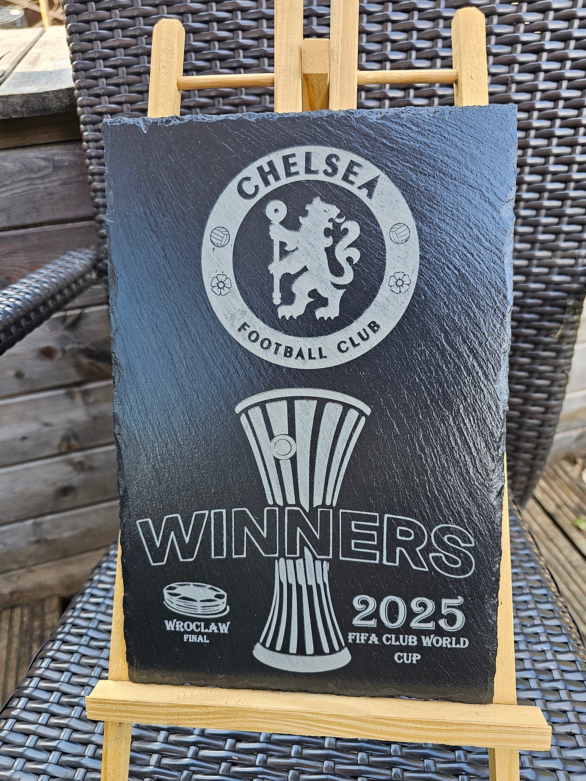 slate Chelsea FC FIFA Club World Cup Winners 2025 – 30x20cm Laser