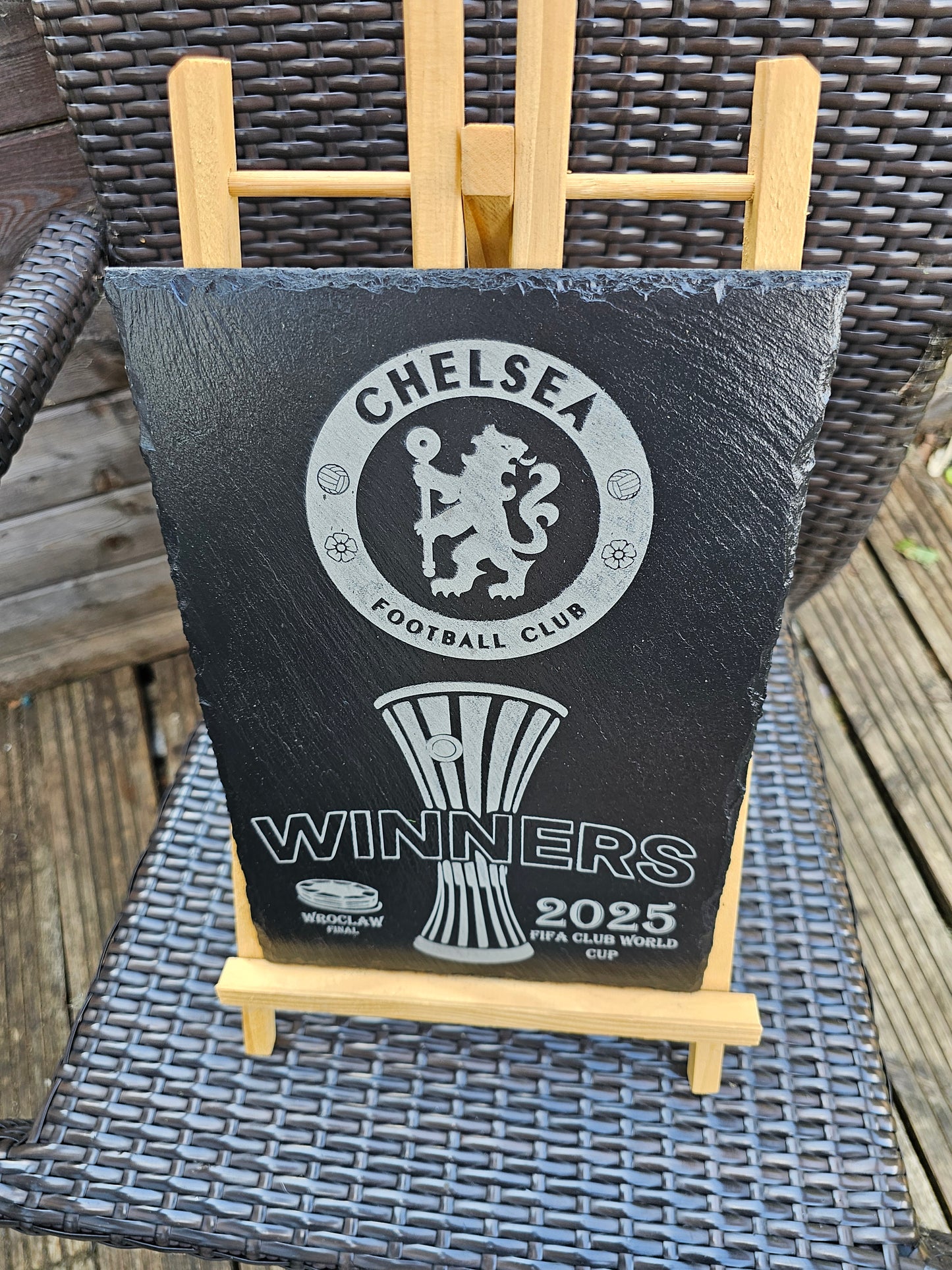 slate Chelsea FC FIFA Club World Cup Winners 2025 – 30x20cm Laser