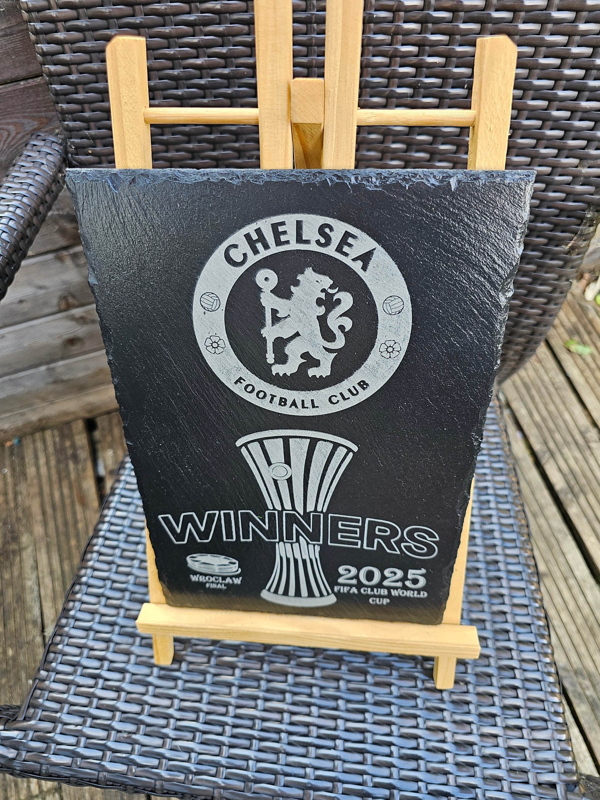 slate Chelsea FC FIFA Club World Cup Winners 2025 – 30x20cm Laser