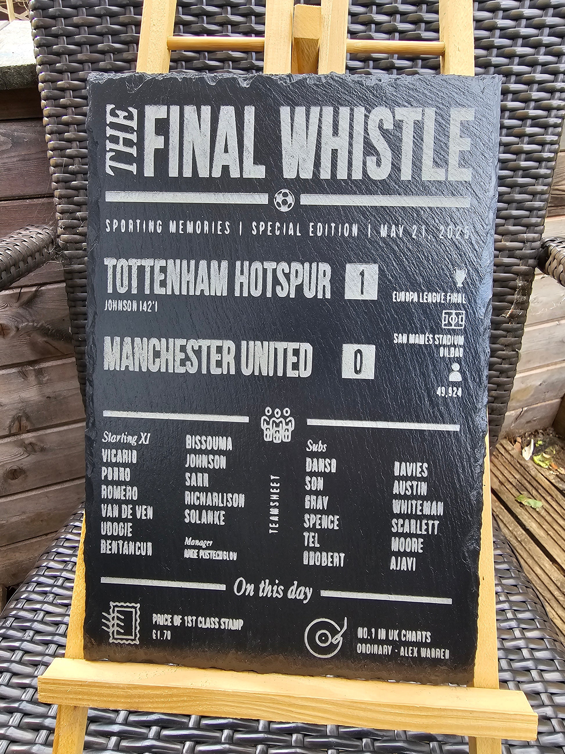 slate Tottenham vs Manchester United Plaque – Europa League Final 2025