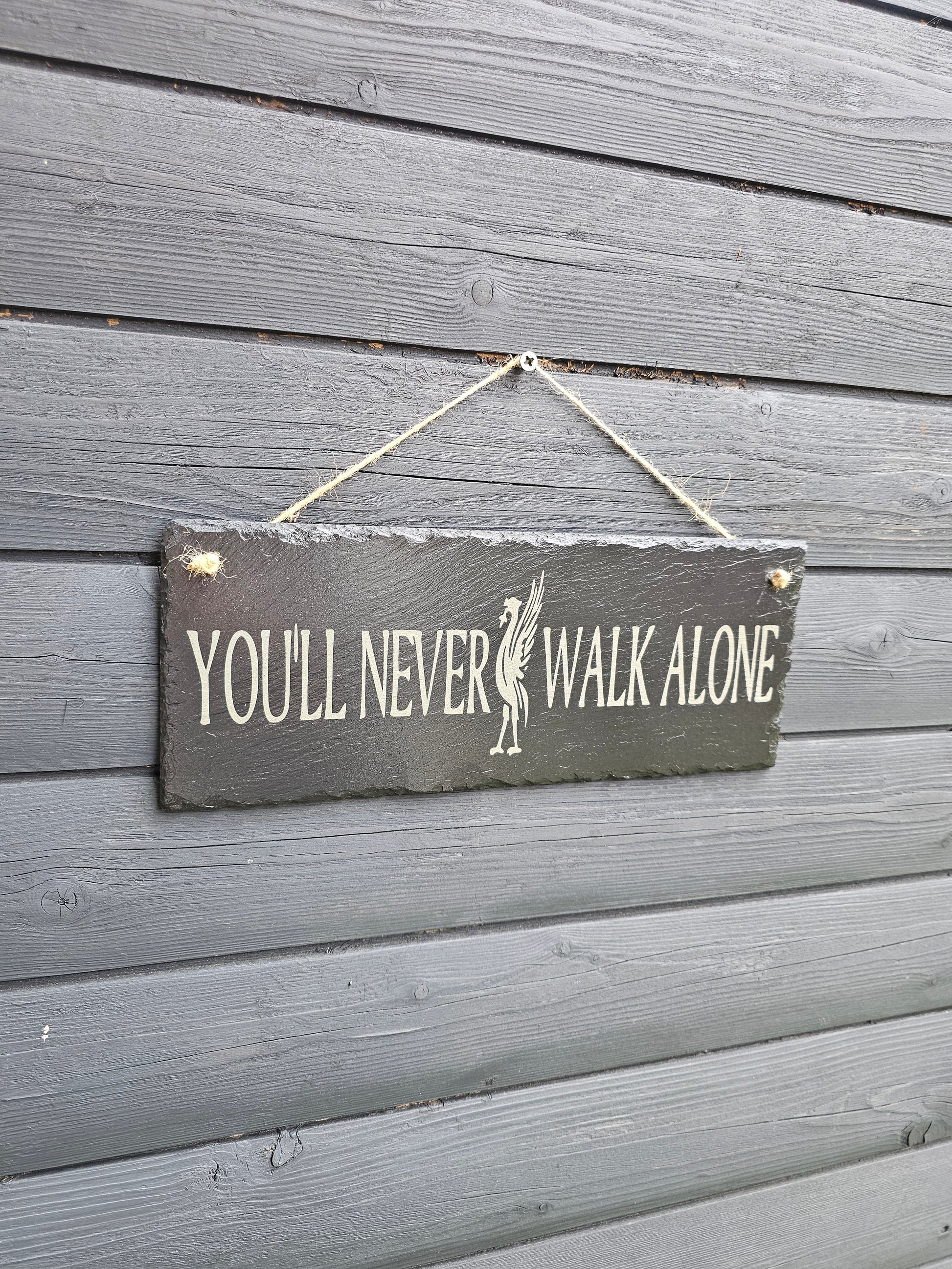 slate You’ll Never Walk Alone” Engraved Slate Sign – 30cm x 12cm,