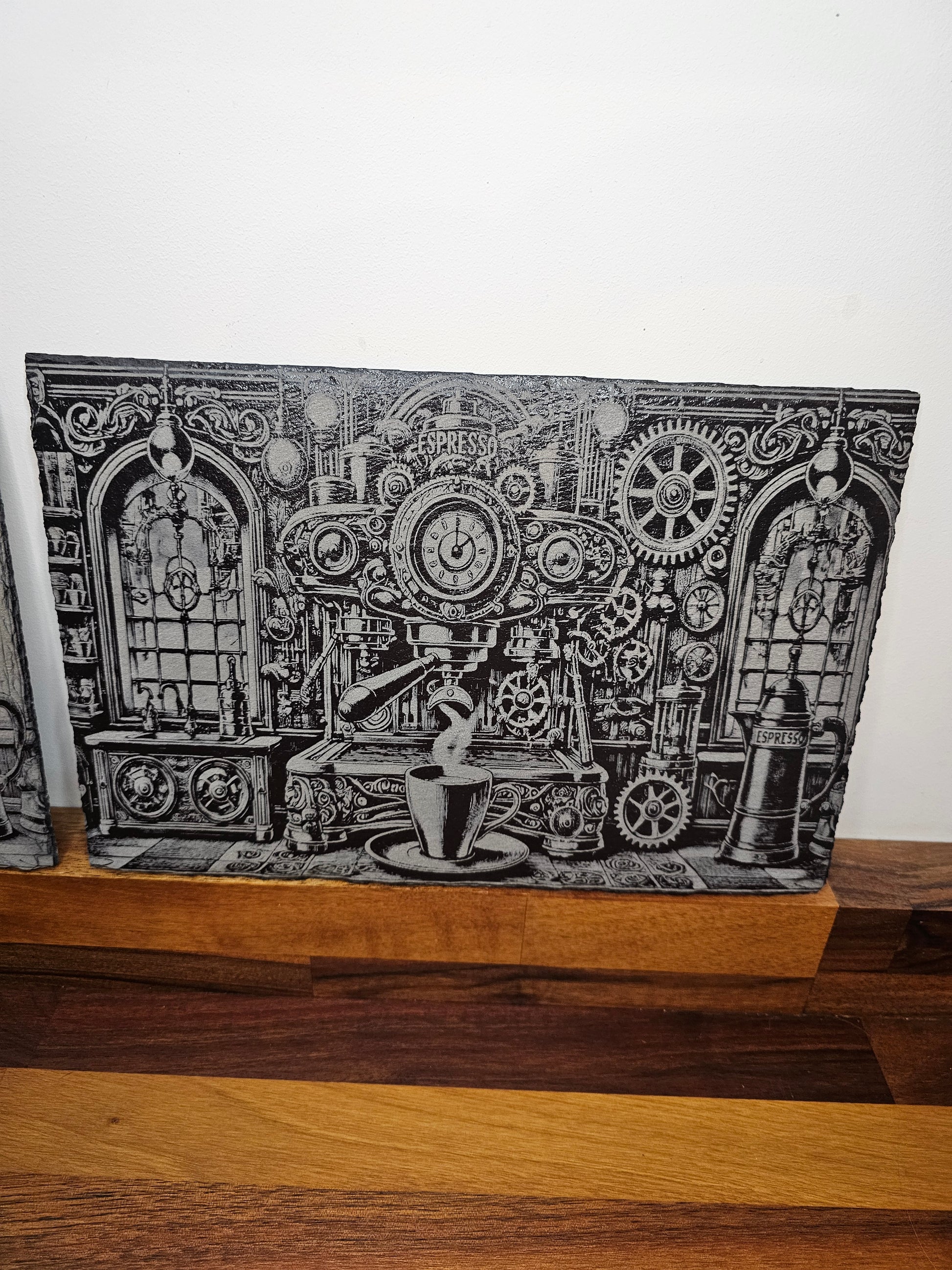 slate Steampunk Espresso Machine Slate Wall Art | Laser