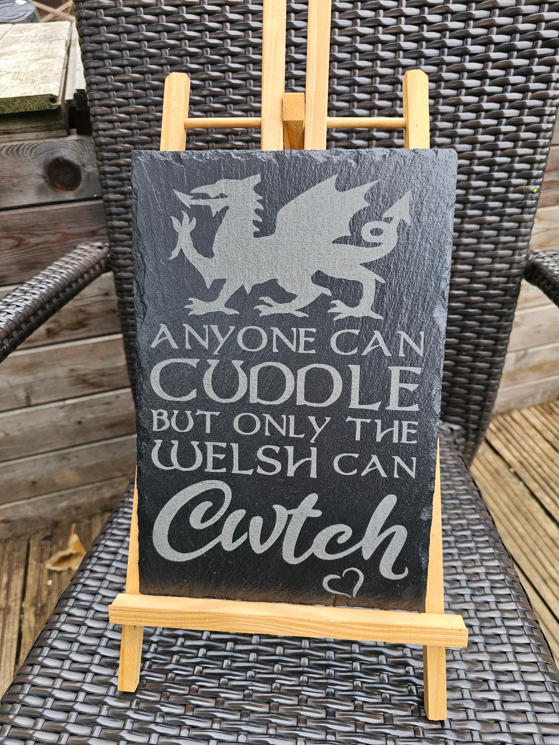slate Welsh “Cwtch” Laser Engraved Slate Plaque – 30cm x 20cm – Welsh