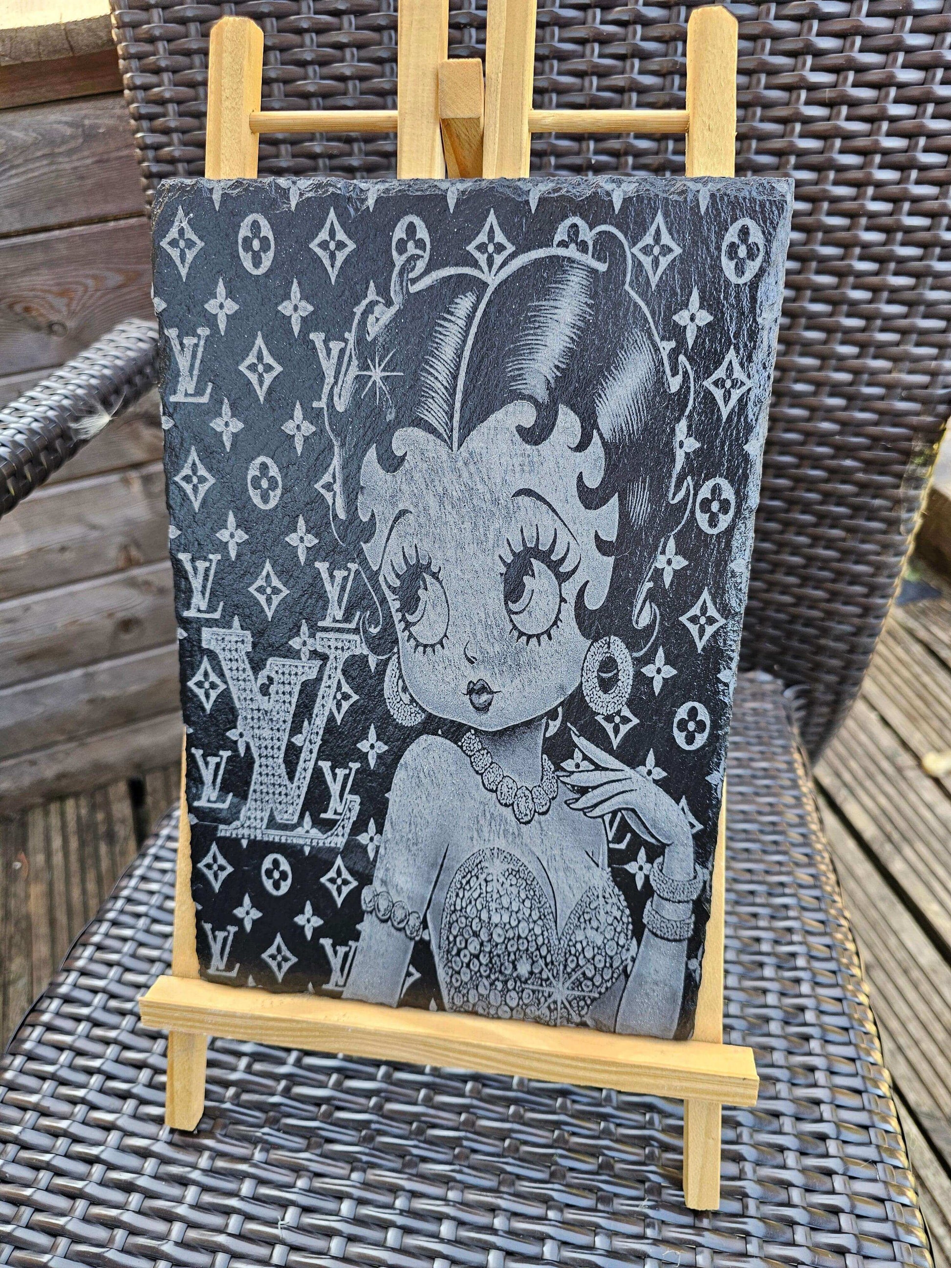 slate Betty boop luxury fashion plaque lv inspired laser engraved art