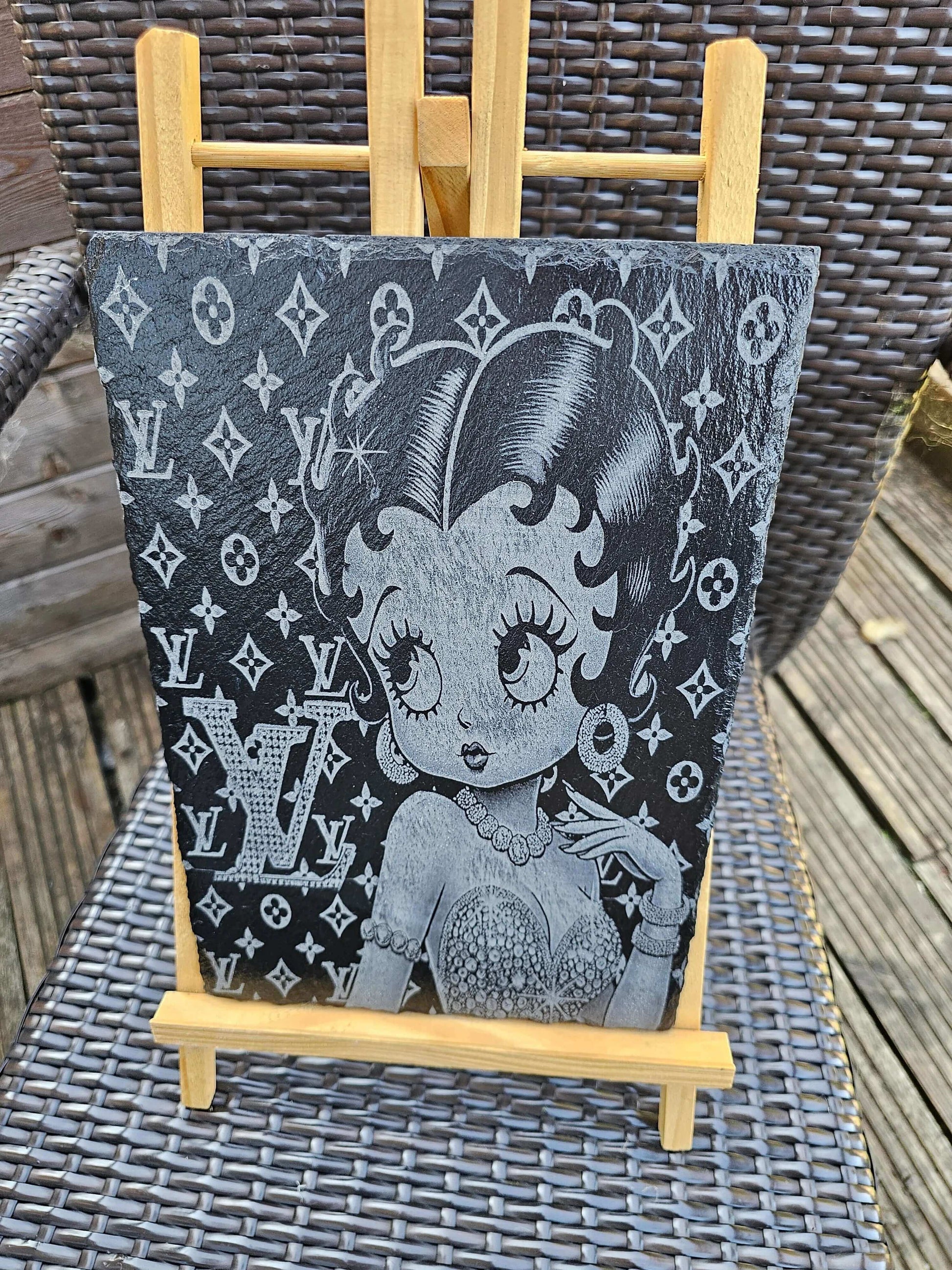 slate Betty boop luxury fashion plaque lv inspired laser engraved art