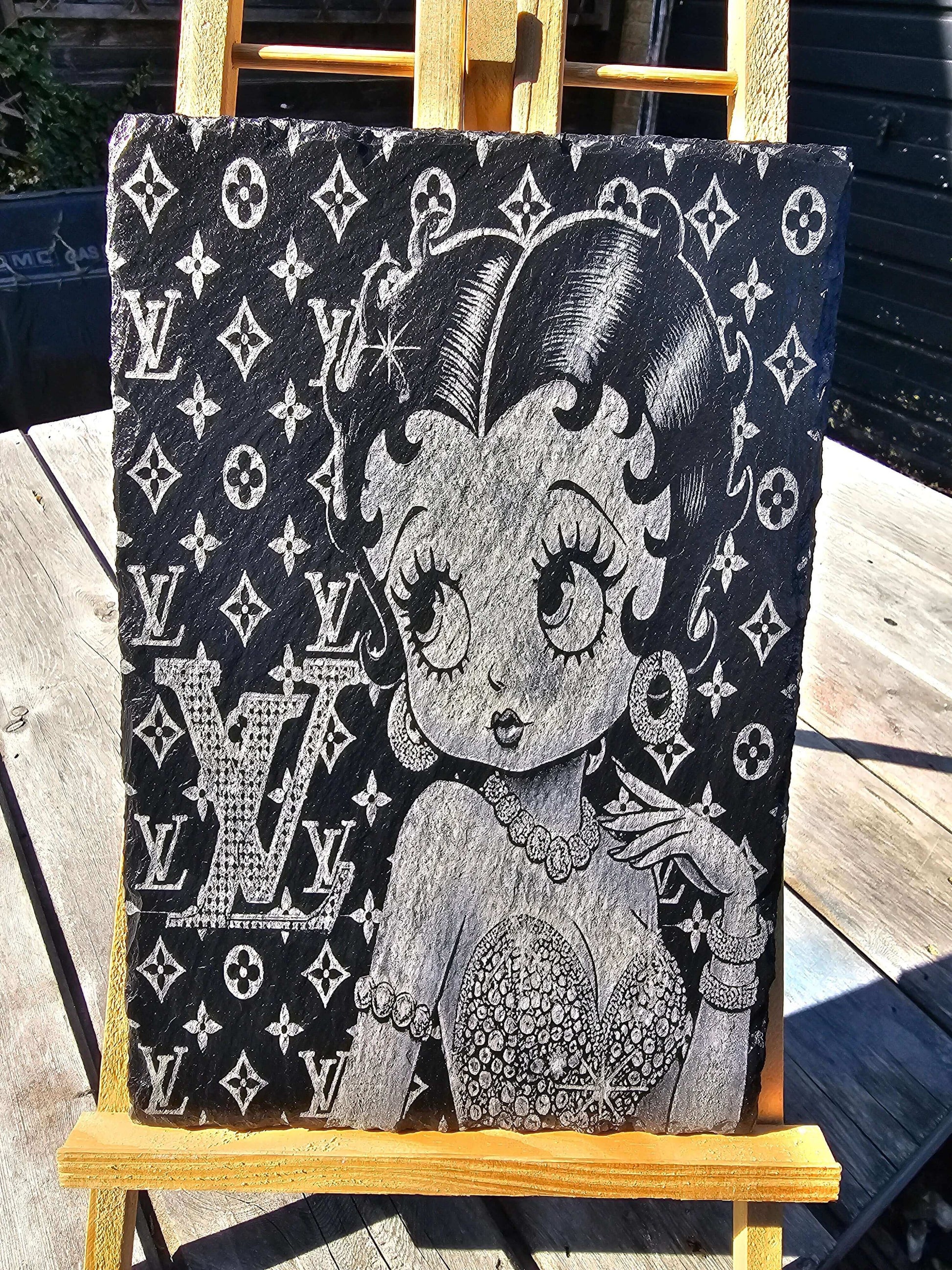 slate Betty boop luxury fashion plaque lv inspired laser engraved art