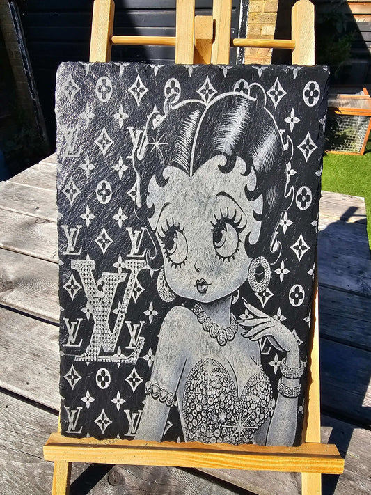 slate Betty boop luxury fashion plaque lv inspired laser engraved art