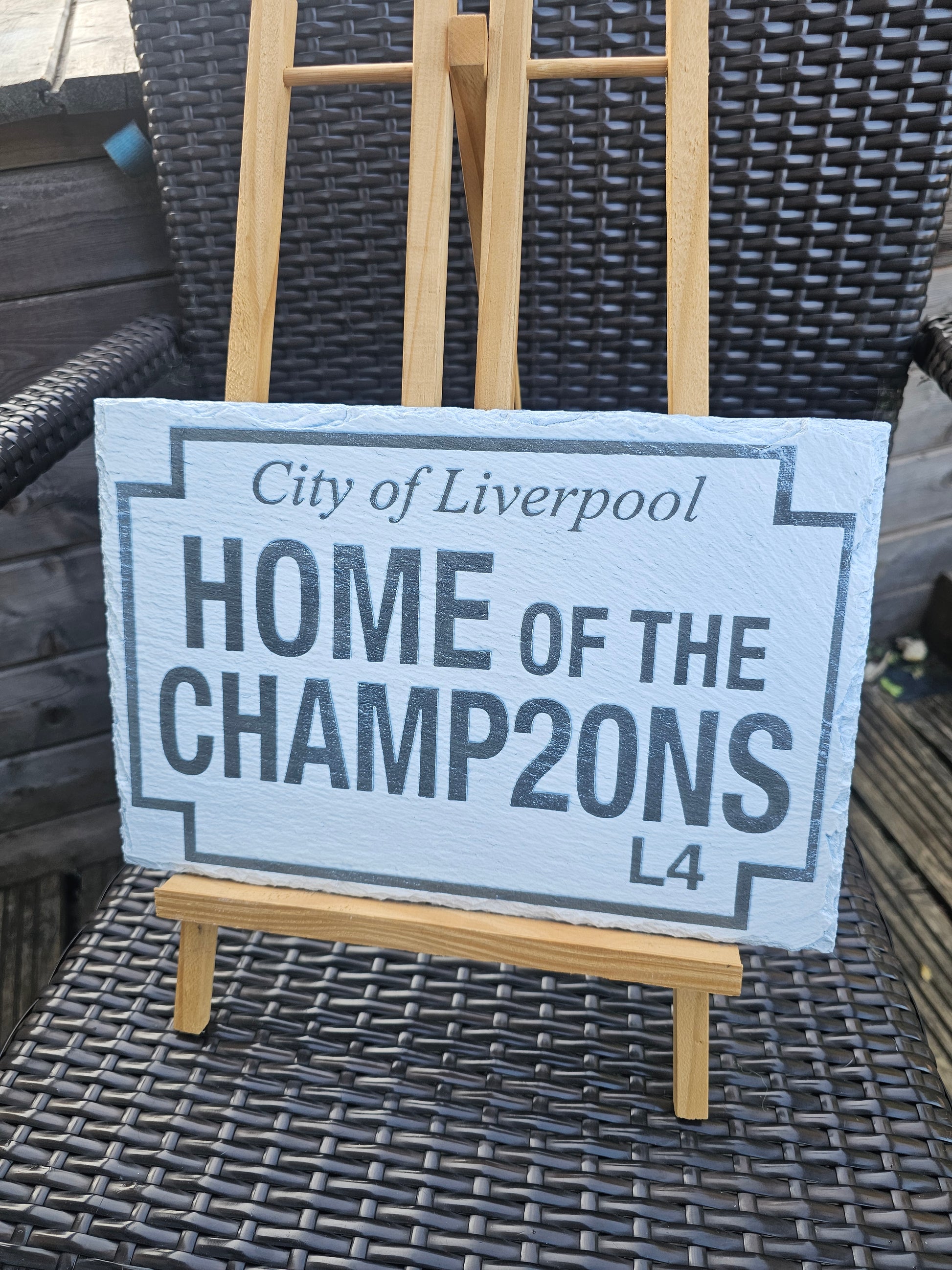 slate Liverpool FC “Home of the Champ20ns” Street Sign – Painted