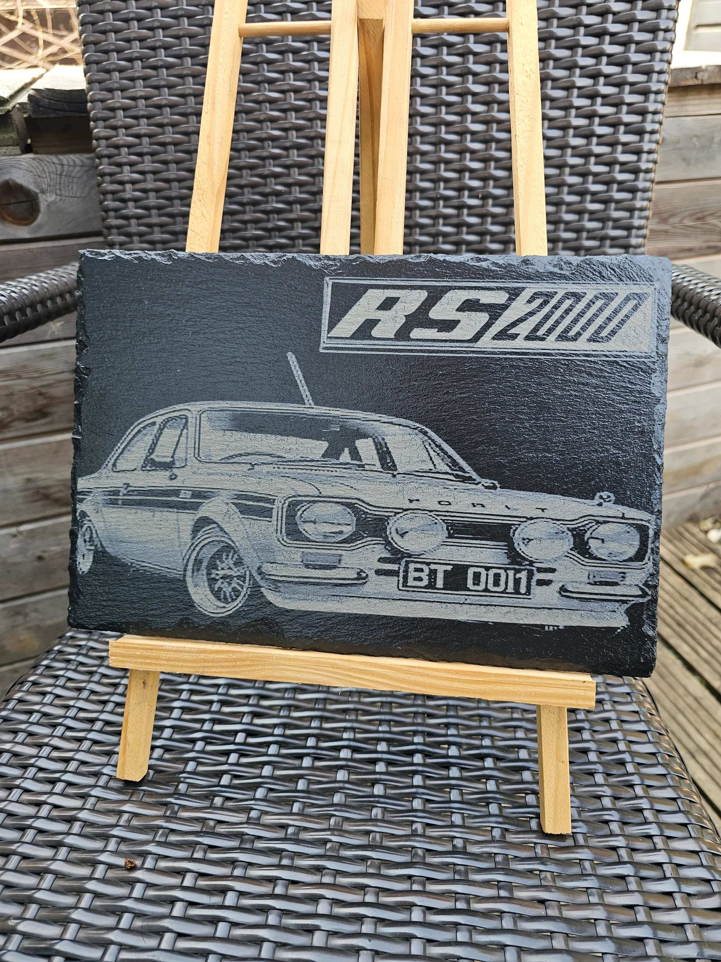 slate Ford Escort RS2000 Mk1 Laser Engraved Plaque – 30cm x 20cm –