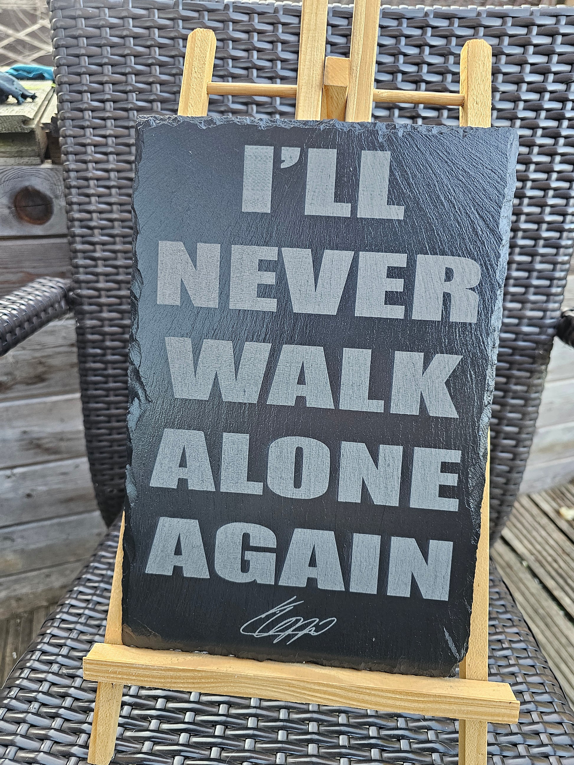 slate Jurgen Klopp Tribute Plaque – “I’ll Never Walk Alone Again”
