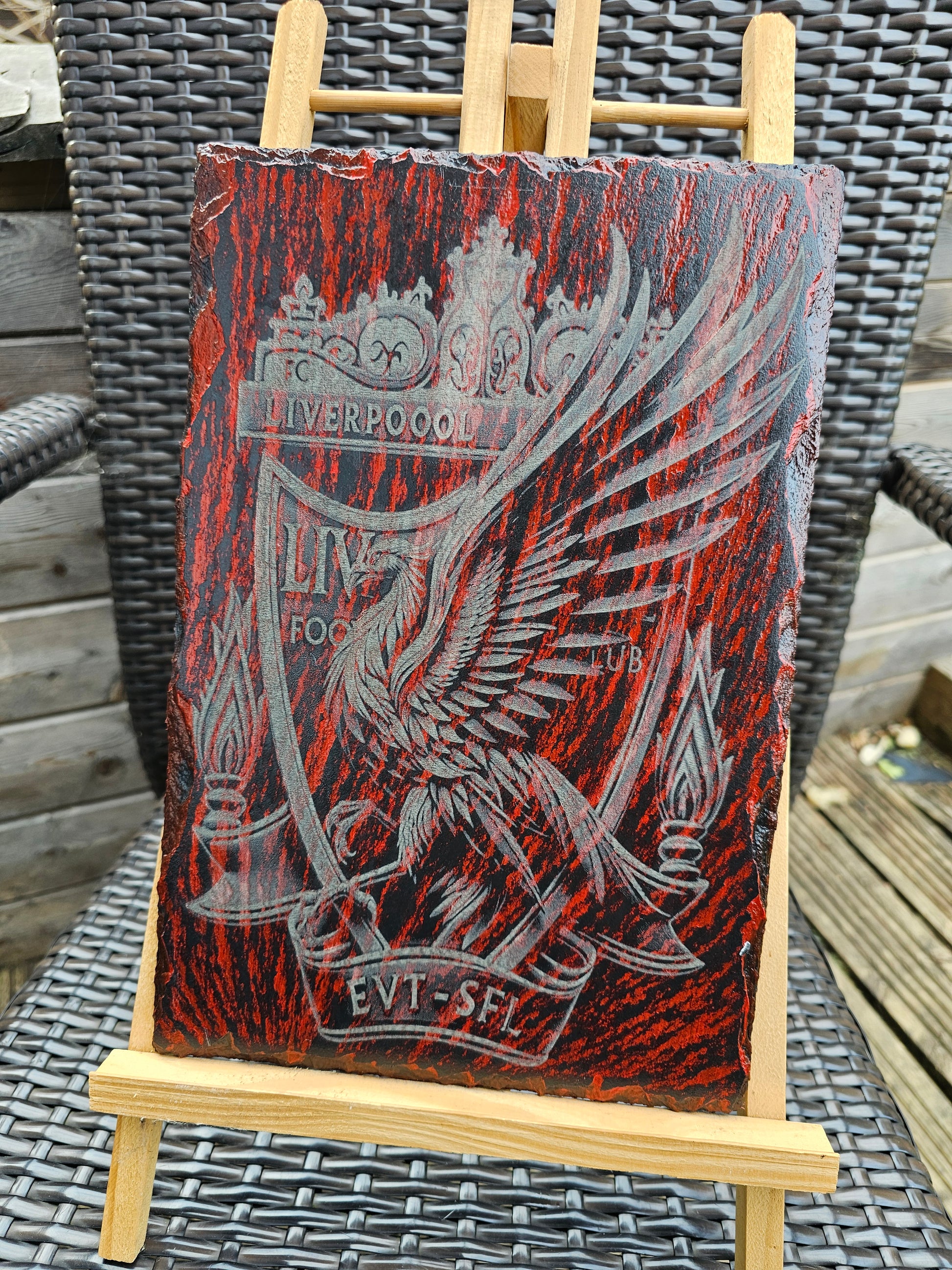 slate Liverpoool FC Crest with Liver Bird – Laser Engraved Plaque