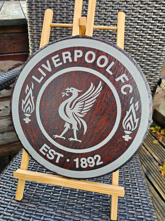 slate Liverpool FC Round Plaque – 30cm | Liverbird Logo Wall Art