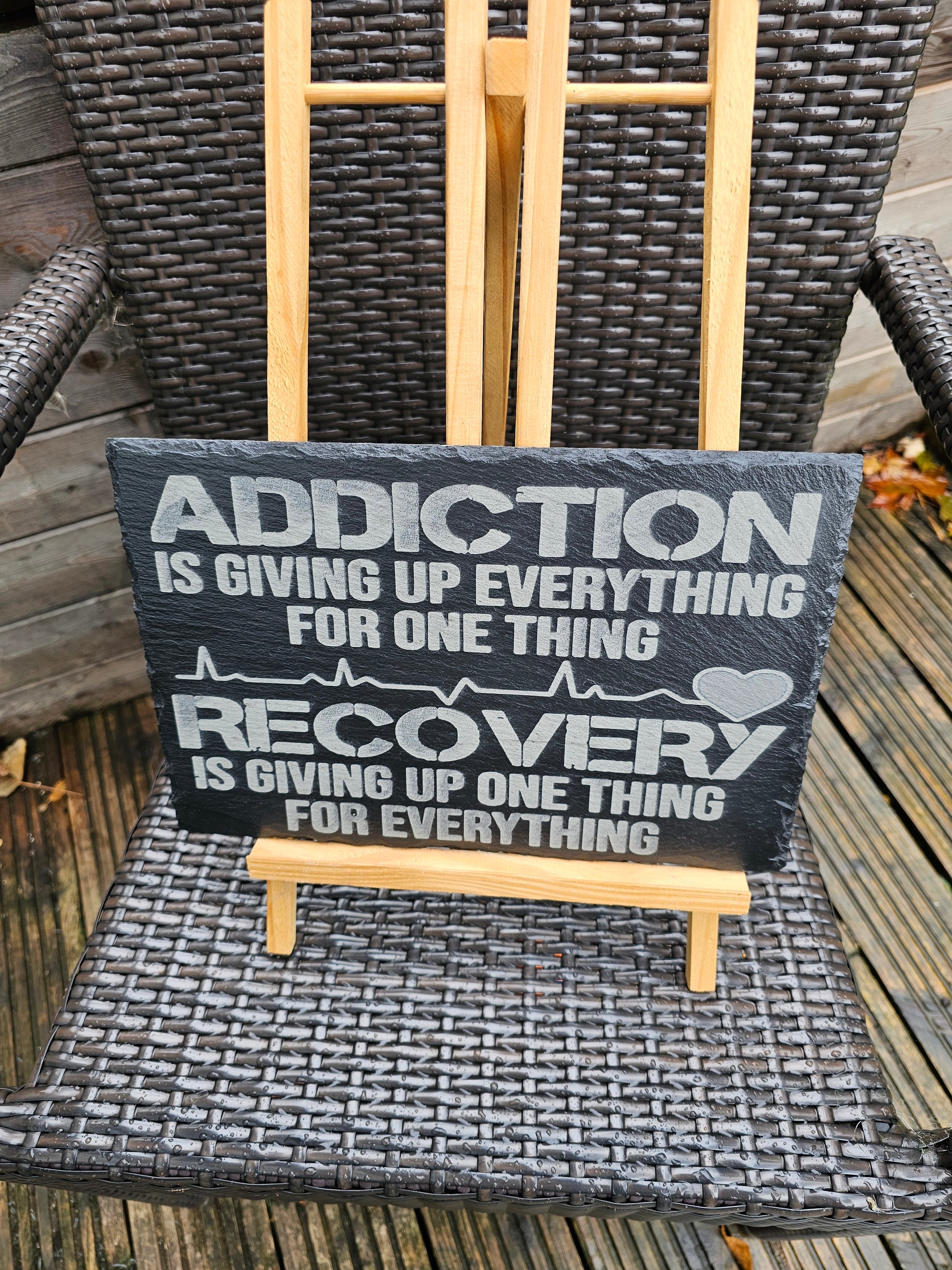 slate Addiction & Recovery Inspirational Slate Plaque – 30cm x 20cm –