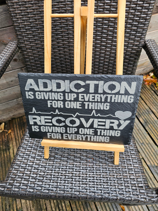 slate Addiction & Recovery Inspirational Slate Plaque – 30cm x 20cm –