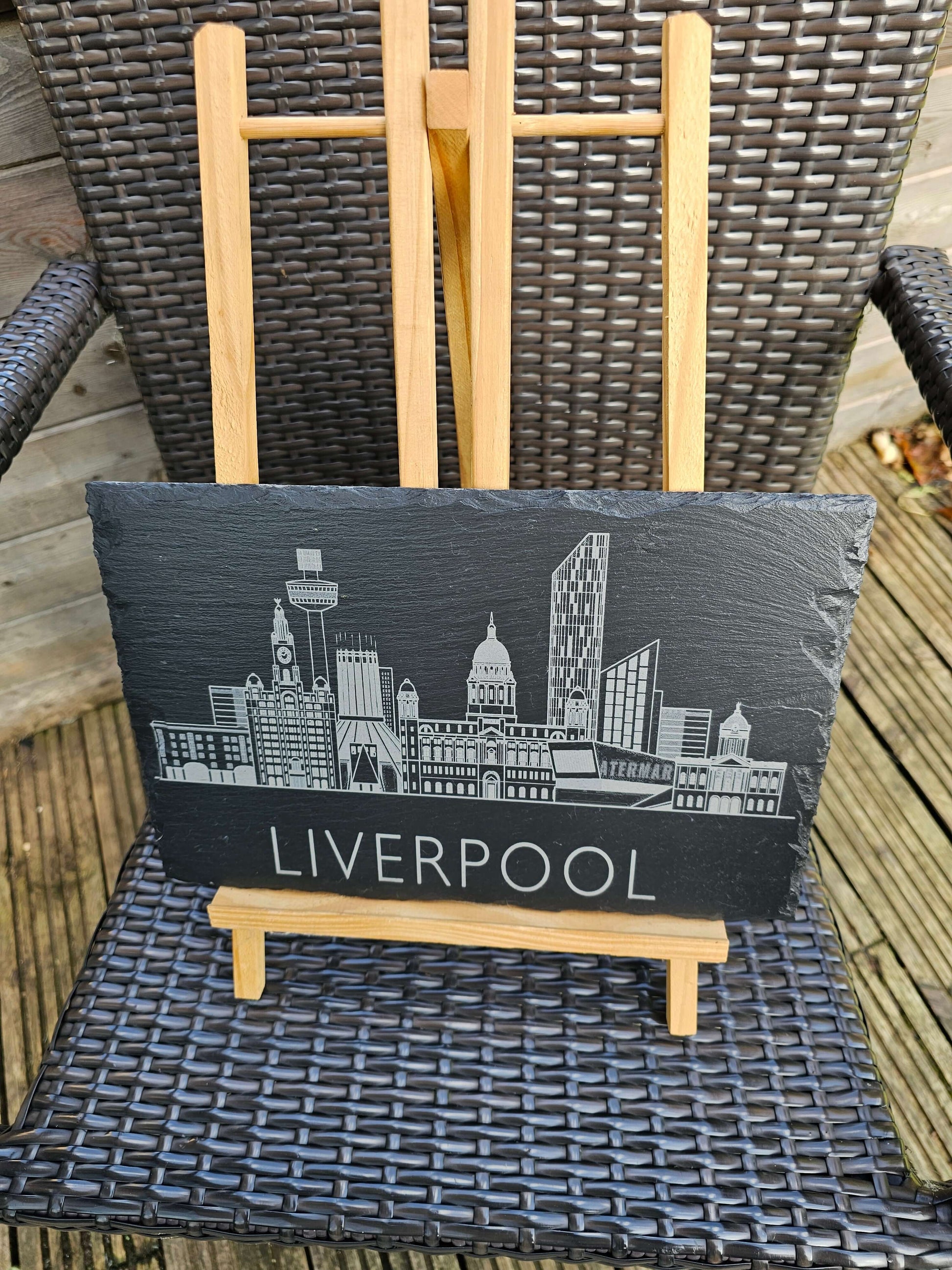 Slate Plaque 30cm x 20cm Laser Engraved Liverpool Skyline Handmade UK