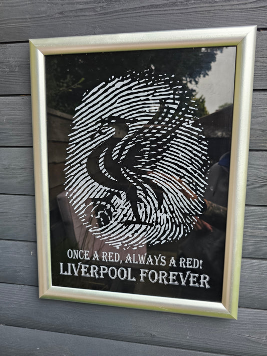 Painted Glass 45cm x 35cm Liverpool Fingerprint Framed –