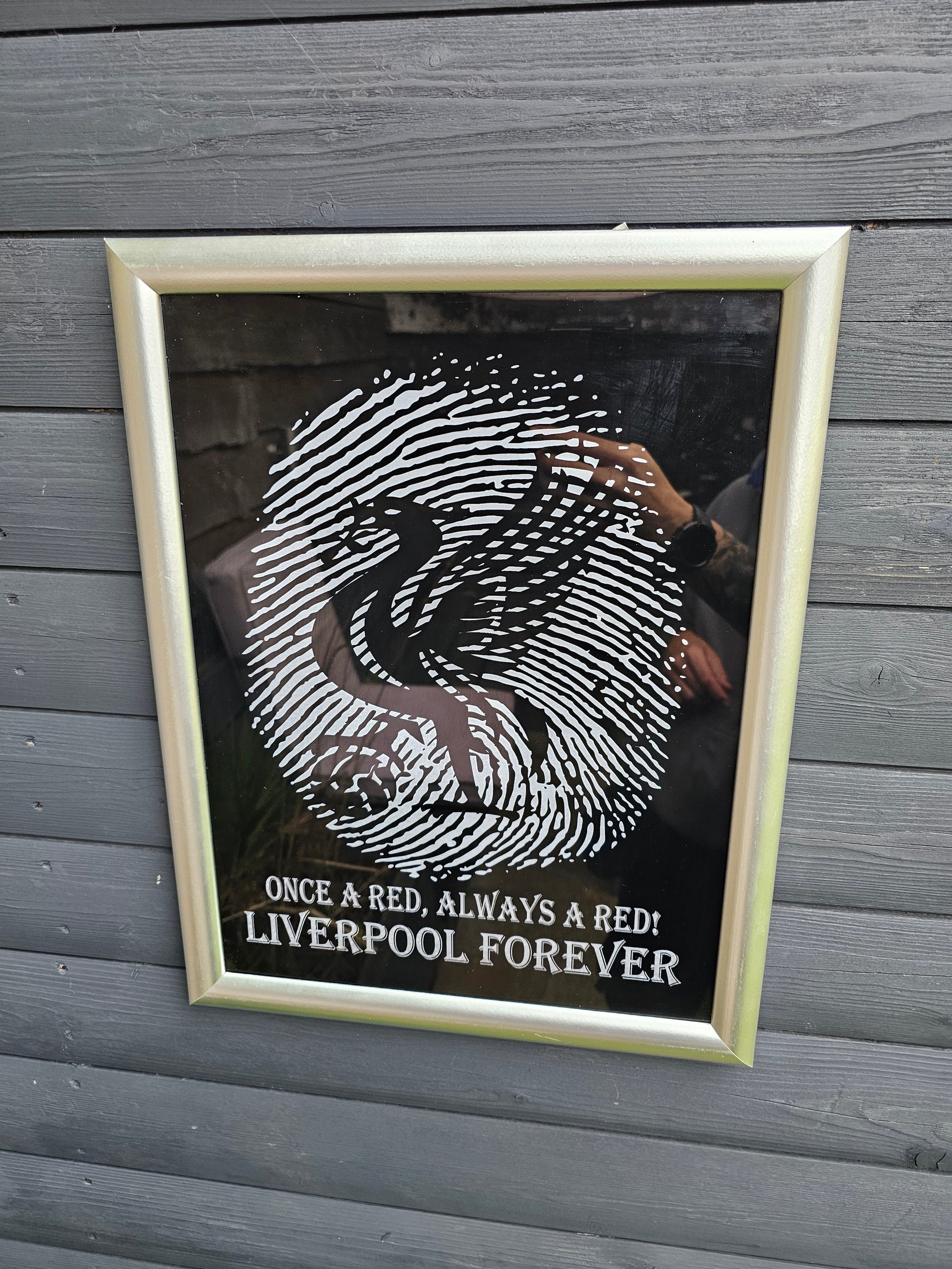 Painted Glass 45cm x 35cm Liverpool Fingerprint Framed –