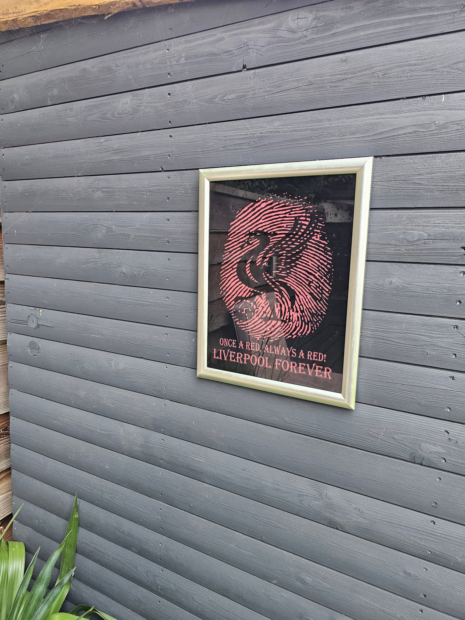 Painted Glass 45cm x 35cm Liverpool Fingerprint Framed –