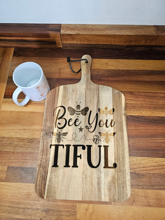 Chopping Board – “Bee You Tiful” Engraved Wooden Gift