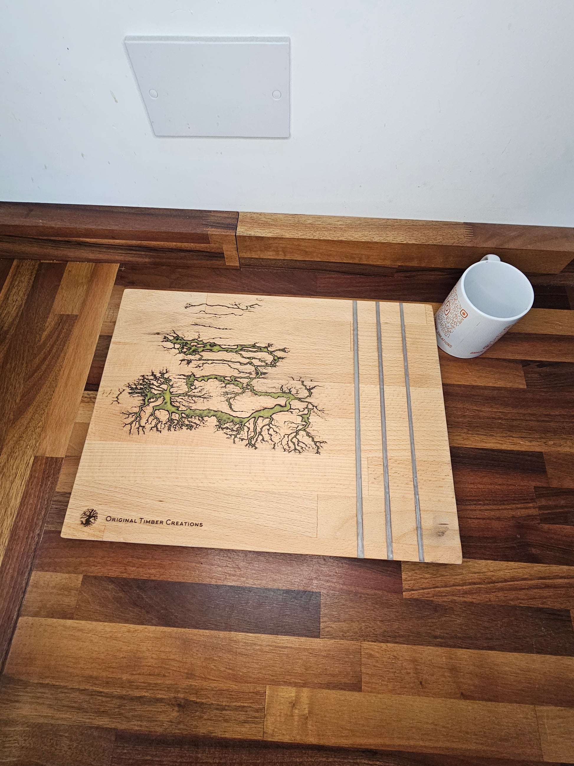 Chopping Board – Handmade Fractal Burned with Resin Inlay 400mm x300mm